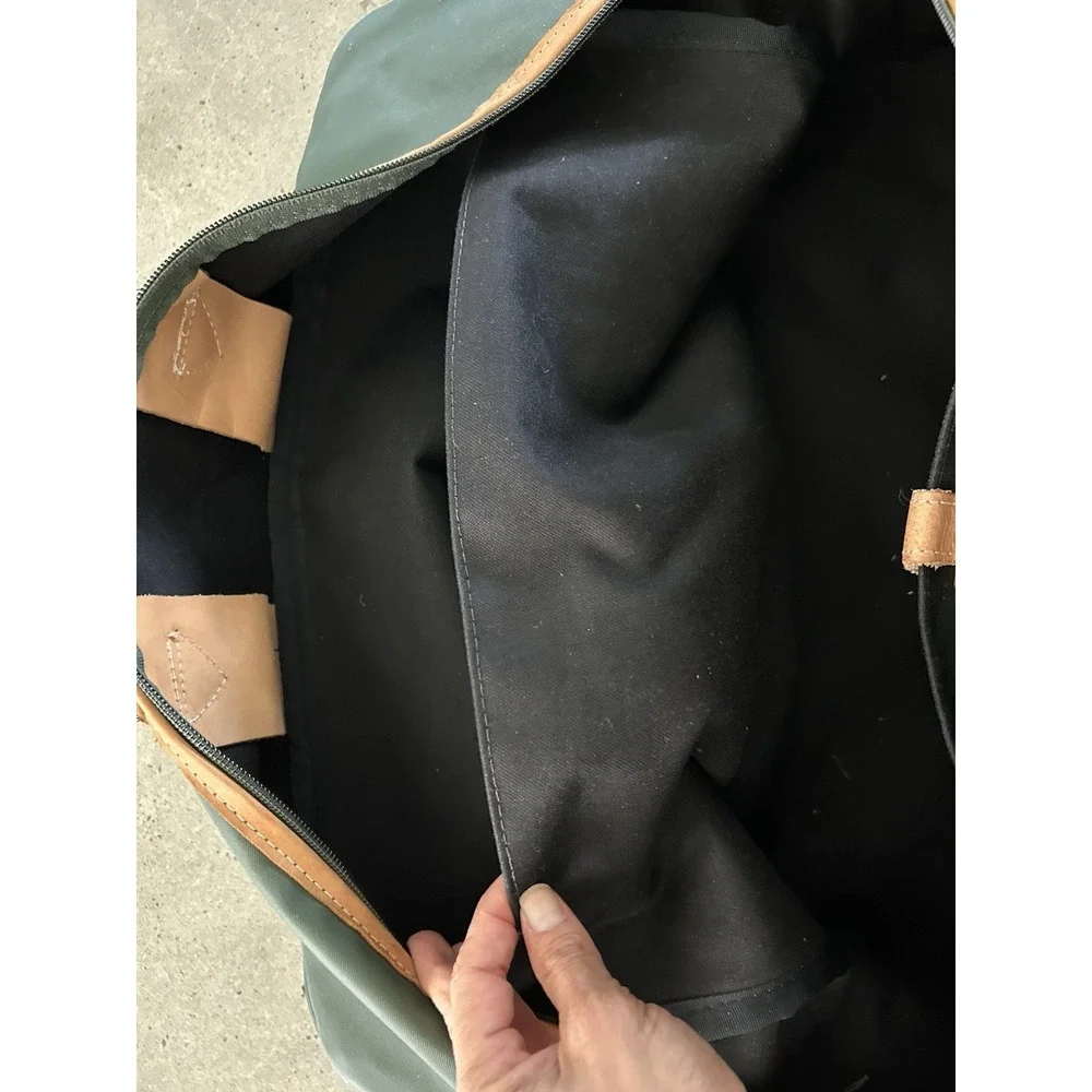 Jon Hart Coachman‎ Duffle Travel Bag Coated Canvas Leather Trim & Koozie Holder